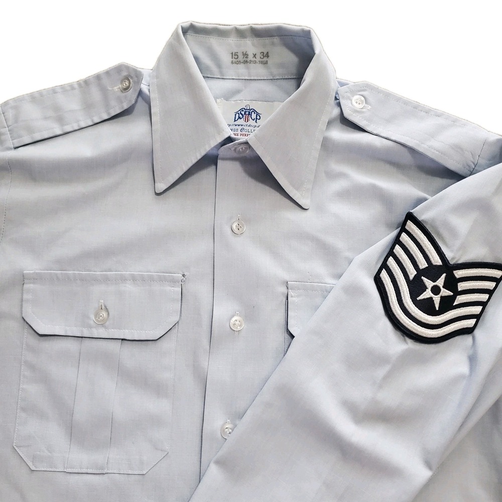 USAF Technical Sergeant (TSgt) Dress Blue Shirt - DSCP Wings - 15.5 x 34